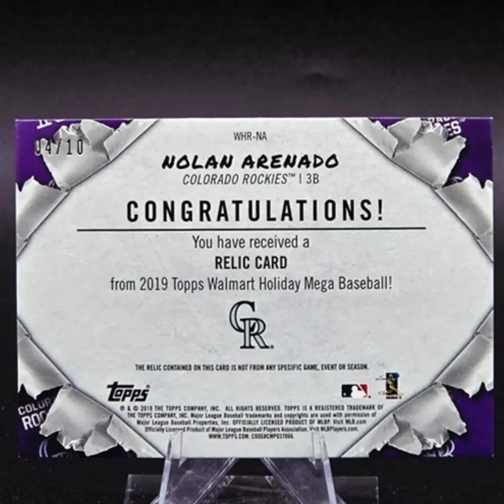 Nolan Arenado Topps Holiday Silver Relic 04/10 SSP Stripe Patch Rockies, Arizona - Picture 4 of 4